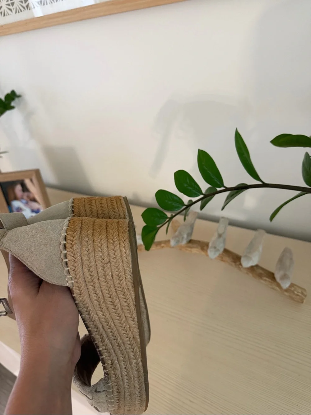 Michael Kors. Woven Espadrille Wedge Sandals in Beige